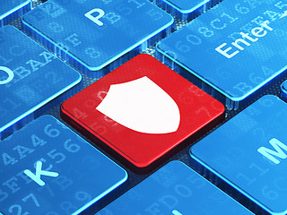 Image showing Safety concept: Shield on computer keyboard background