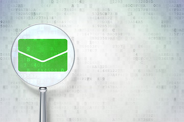 Image showing Finance concept:  Email with optical glass on digital background