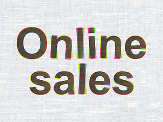 Image showing Marketing concept: Online Sales on fabric texture background