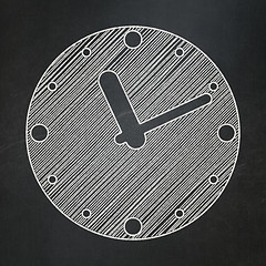 Image showing Time concept: Clock on chalkboard background