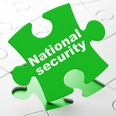 Image showing Protection concept: National Security on puzzle background