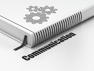 Image showing Advertising concept: book Gears, Communication on white background