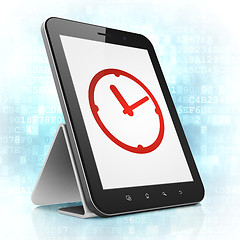 Image showing Timeline concept: Clock on tablet pc computer
