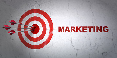 Image showing Marketing concept: target and Marketing on wall background