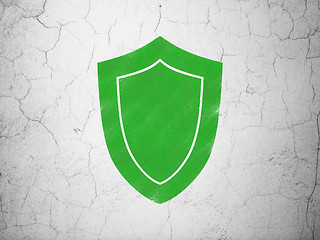 Image showing Protection concept: Shield on wall background