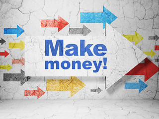 Image showing Business concept: arrow with Make Money! on grunge wall background