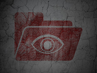 Image showing Business concept: Folder With Eye on grunge wall background