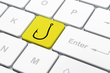 Image showing Privacy concept: Fishing Hook on computer keyboard background