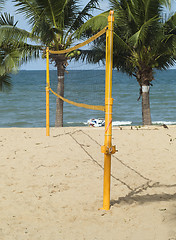 Image showing Volleyball net on the beach