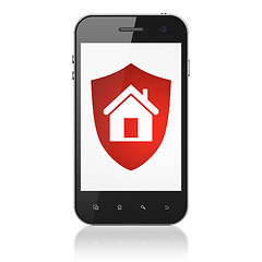 Image showing Finance concept: Shield on smartphone