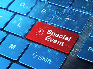 Image showing Business concept: Head With Lightbulb and Special Event on keyboard