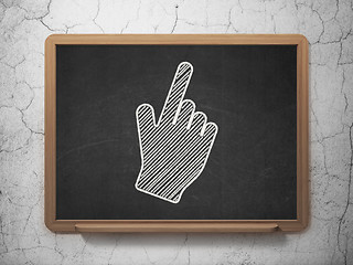 Image showing Marketing concept: Mouse Cursor on chalkboard background