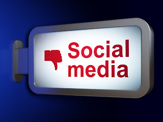Image showing Social media concept: Social Media and Thumb Down on billboard background