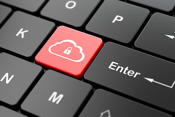 Image showing Cloud networking concept: Padlock on computer keyboard background