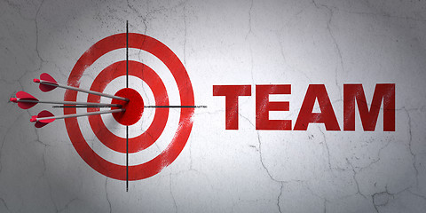 Image showing Finance concept: target and Team on wall background