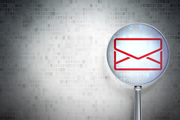 Image showing Finance concept:  Email with optical glass on digital background