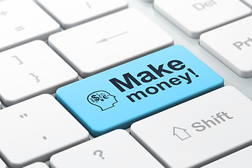 Image showing Business business concept: Head With Finance Symbol and Make Money! on computer keyboard background