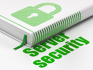 Image showing Safety concept: book Closed Padlock, Server Security on white background
