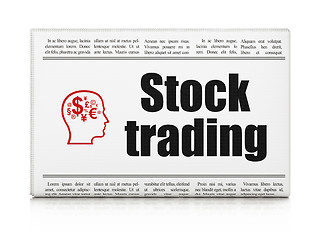 Image showing Finance concept: newspaper with Stock Trading and Head Symbol