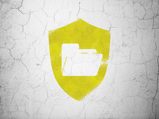 Image showing Business concept: Folder With Shield on wall background