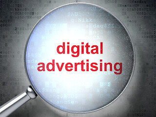 Image showing Marketing concept: Digital Advertising with optical glass