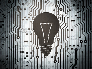 Image showing Finance concept: circuit board with Light Bulb