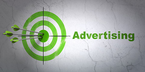 Image showing Marketing concept: target and Advertising on wall background