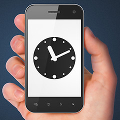 Image showing Timeline concept: Clock on smartphone