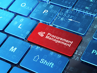Image showing Finance concept: Calculator and Procurement Management on computer keyboard background