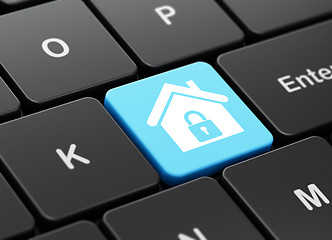 Image showing Safety concept: Home on computer keyboard background