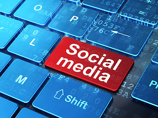 Image showing Social network concept: Social Media on computer keyboard background