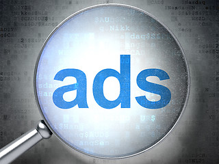 Image showing Advertising concept: Ads with optical glass