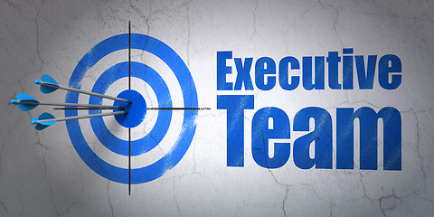 Image showing Finance concept: target and Executive Team on wall background