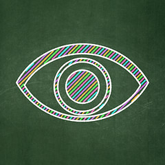 Image showing Privacy concept: Eye on chalkboard background