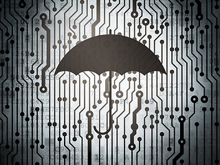 Image showing Protection concept: circuit board with Umbrella