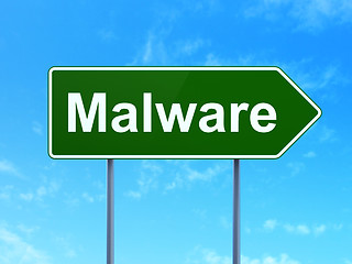Image showing Safety concept: Malware on road sign background