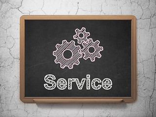 Image showing Business concept: Gears and Service on chalkboard background