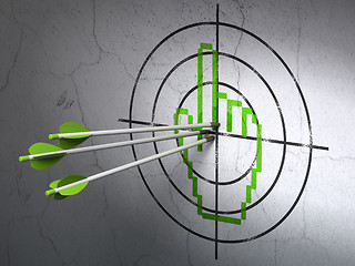 Image showing Web development concept: arrows in Mouse Cursor target on wall background