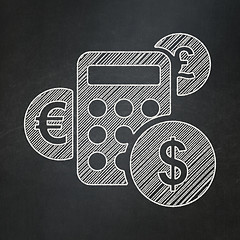 Image showing News concept: Calculator on chalkboard background