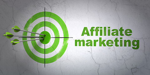 Image showing Finance concept: target and Affiliate Marketing on wall background