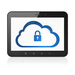 Image showing Cloud computing concept: Padlock on tablet pc computer