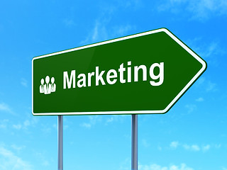 Image showing Advertising concept: Marketing and Business People on road sign background
