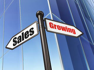 Image showing Business concept: sign Growing Sales on Building background