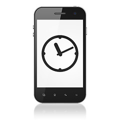 Image showing Timeline concept: Clock on smartphone