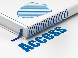 Image showing Protection concept: book Shield, Access on white background
