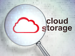 Image showing Cloud technology concept: Cloud and Cloud Storage with optical glass