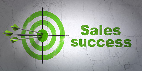 Image showing Marketing concept: target and Sales Success on wall background