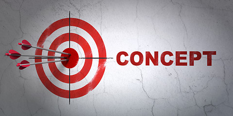 Image showing Marketing concept: target and Concept on wall background