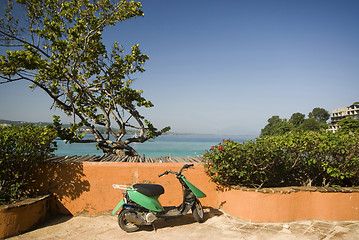 Image showing motorbike by sea
