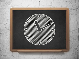 Image showing Time concept: Clock on chalkboard background